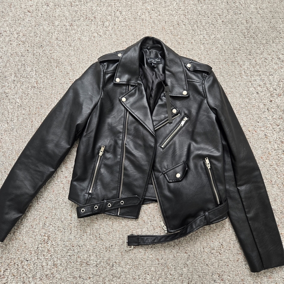 Love Tree Black Leather Moto Jacket - Picture 1 of 3